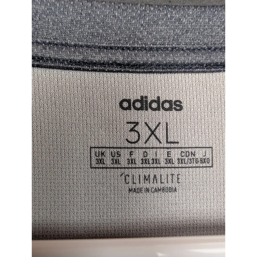 Men's Adidas ClimaliteShort Sleeve Size 3XL Gray T Shirt - Picture 3 of 8